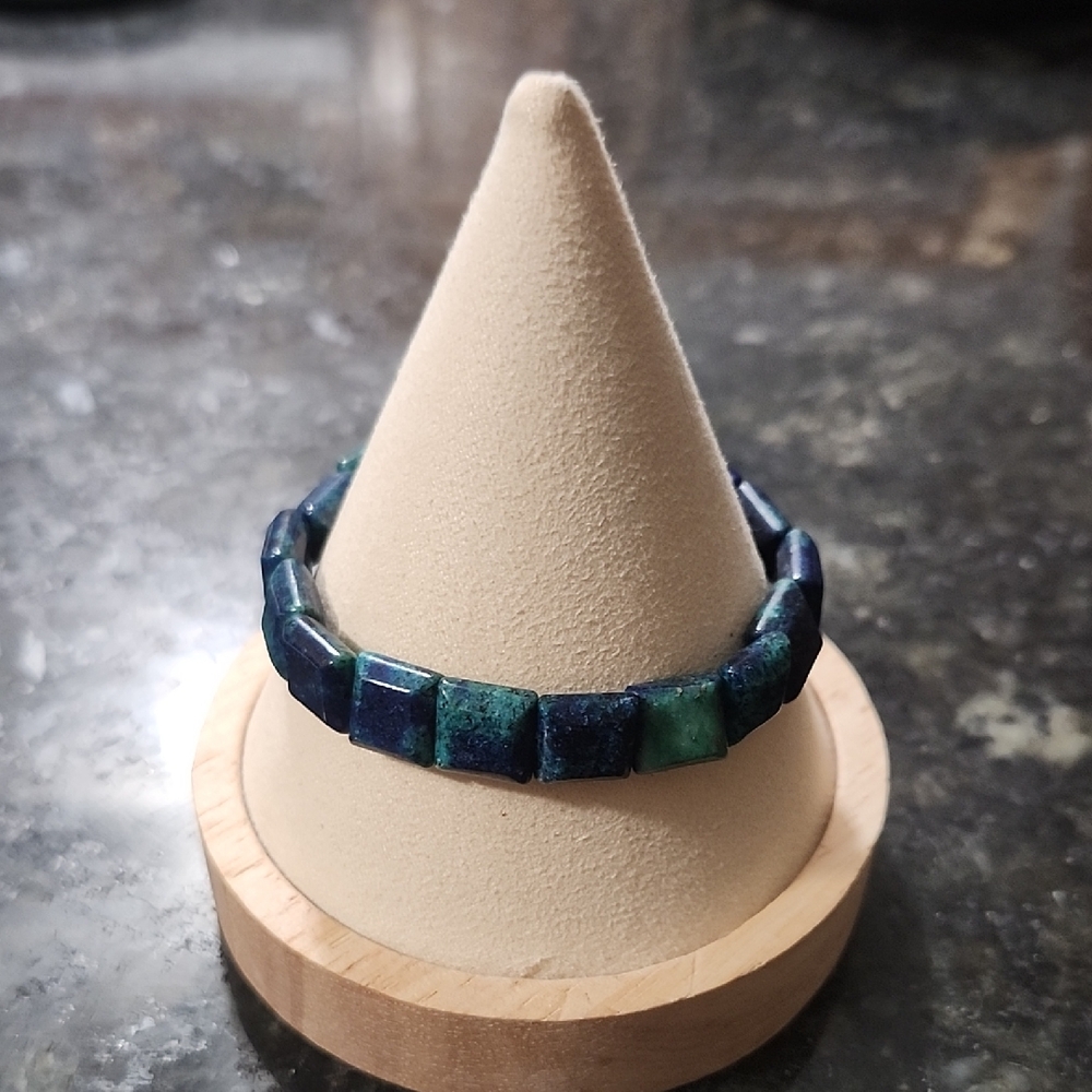 Handmade Chrysocolla Square Beaded Bracelet